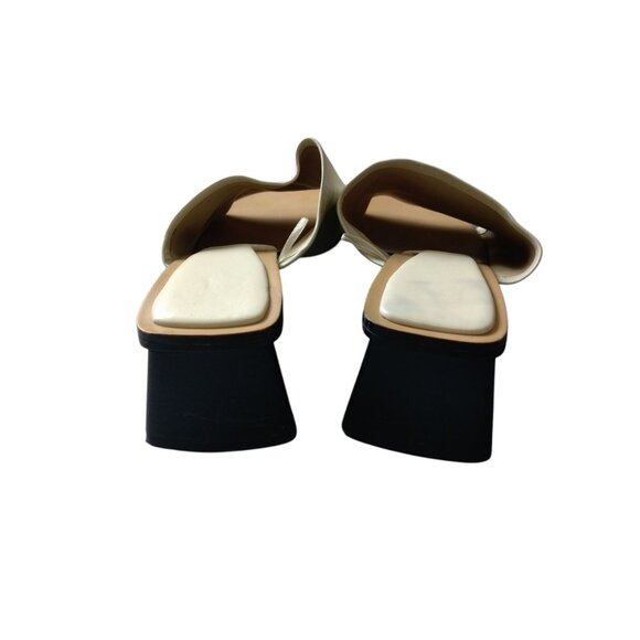 Zara  Women's Size 38/US 8 Cream Square Open Toe Slides Heels Neutral Leather - Picture 5 of 8